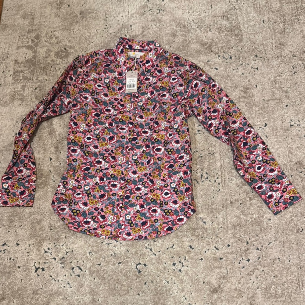 Boden Pink Floral Button-Down Shirt